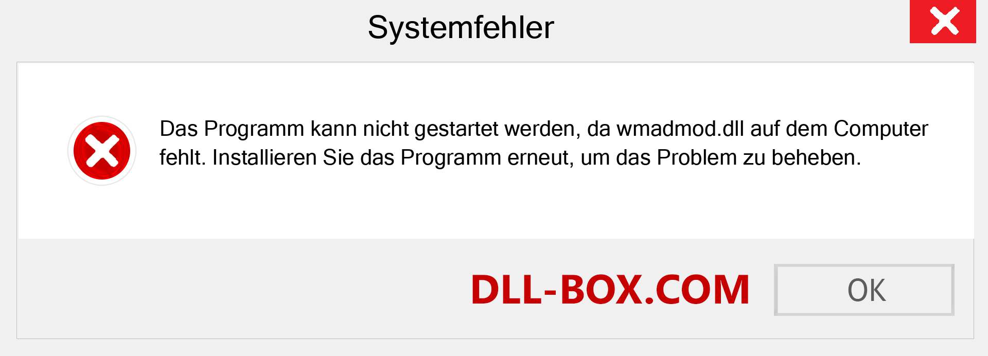 wmadmod.dll-Datei fehlt?. Download für Windows 7, 8, 10 - Fix wmadmod dll Missing Error unter Windows, Fotos, Bildern